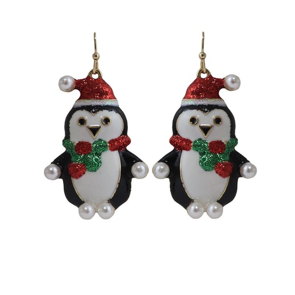 Holiday time penguin earrings - Picture 1 of 3